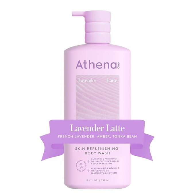 Athena Club Skin Replenishing Body Wash for Women, Sulfate Free Nourishing Cleanser with Niacinamide, Gently Cleanses Without Stripping, Lavender Latte Scent, 18 fl oz