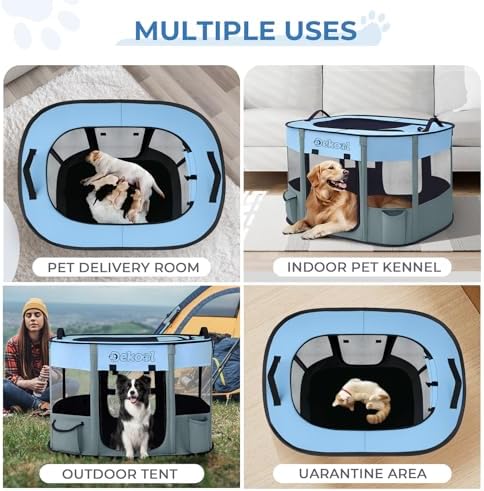 Foldable Pet Playpen, Portable Crate for Dogs & Cats, Indoor Outdoor Travel