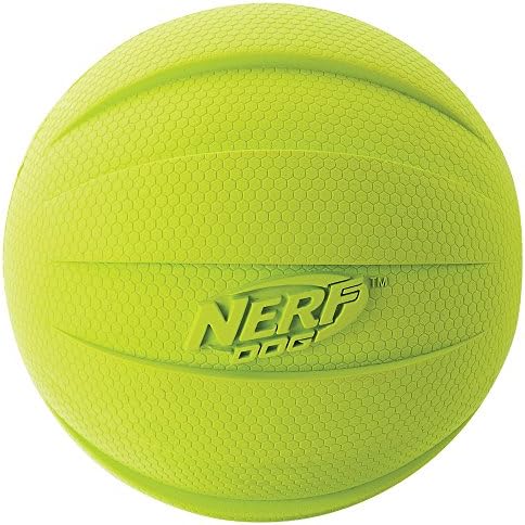Nerf Dog Rubber Ball Dog Toy with Squeaker, Lightweight, Durable and Water Resistant, 4 Inch Diameter for Medium/Large Breeds, Single Unit, Green