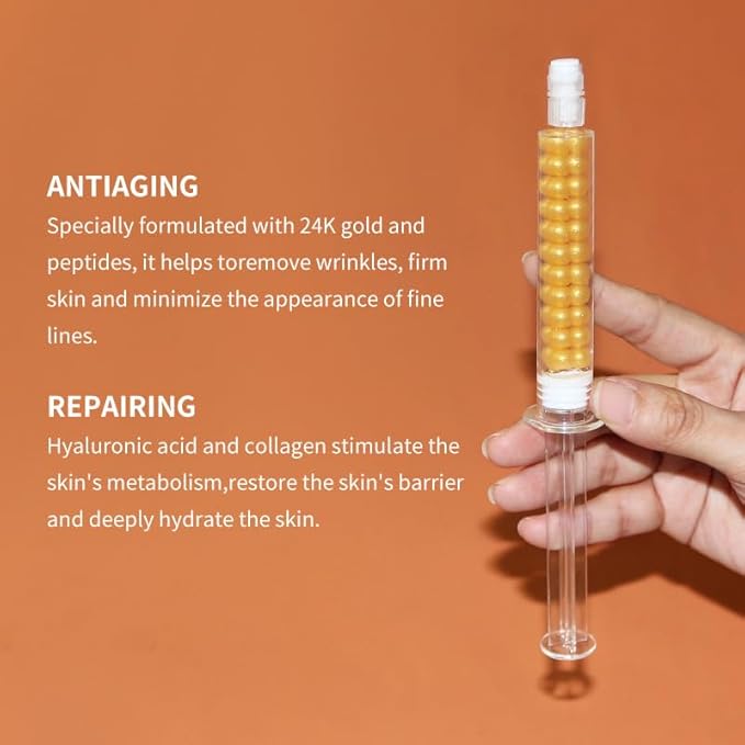 24K Gold Anti-Aging Eye Cream with Collagen, 2 Syringe Pack, Dark Circle and Fine Line