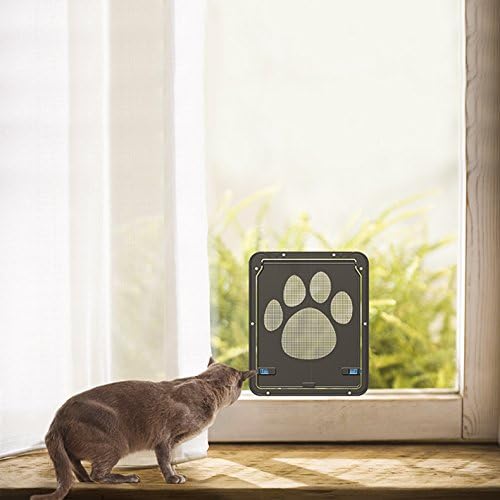 Namsan Cat Door for Screen Door, Passage 8 x 10.2 inches, Small Dog Door for Sliding Door, Pet Screen Window, Magnetic Flap Auto Closing, Screen Door with Doggie Door Built in, Lockable, Black