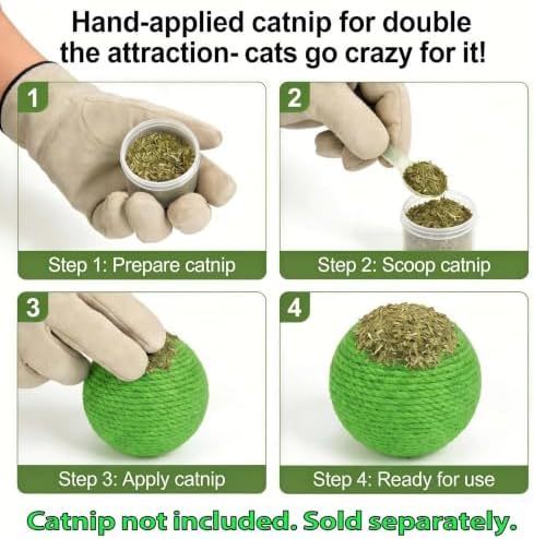 4-Inch Sisal Cat Toy Balls, Cat Toys for Indoor Cats, With Crinkle Sound
