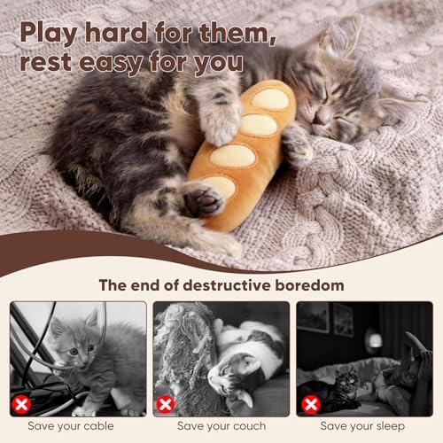 CiyvoLyeen Plush Bread Catnip Toys for Indoor Cats 6 Pack
