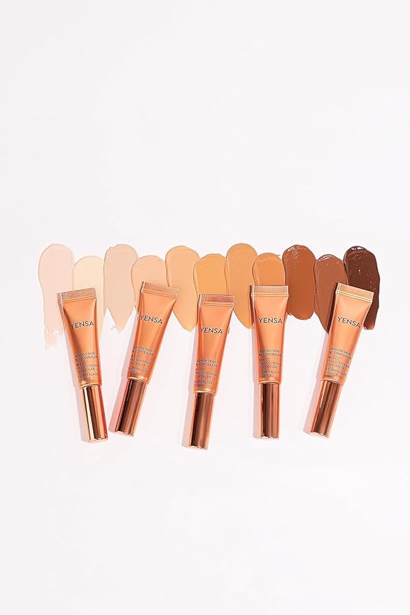 YENSA Skin On Skin BB + CC Full Coverage Concealer - Color Correcting Serum Concealer - Creaseless & Brightening Formula with Hyaluronic Acid & Superfood Complex - Fair Warm (0.34 Fl oz)