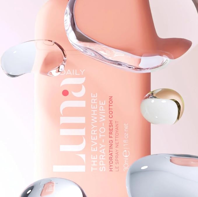 Luna Daily Spray to Wipe - Trio | Hydrating, Fragrance-Free & Original Feminine Mist | pH-Balanced, Natural Prebiotic Spray with Lactic Acid | Vegan, Plant-Based | Travel Set - 3 x 1 oz (30ml)