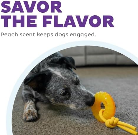 Outward Hound Gummiez Peach Ring 2-in-1 Dental Dog Chew Toy and Treat Stuffer Game, Peach Scent