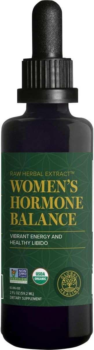 Global Healing – Organic Women’s Hormone Balance Drops – Supports Mood, Vitality & Estrogen Balance - Promote Metabolism Wellness – 2 fl oz
