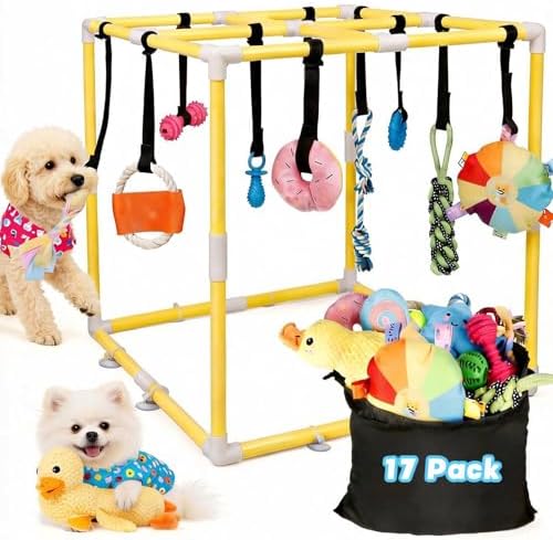 Puppy Play Gym with 17 Hanging Toys, Dog Enrichment Jungle Gym