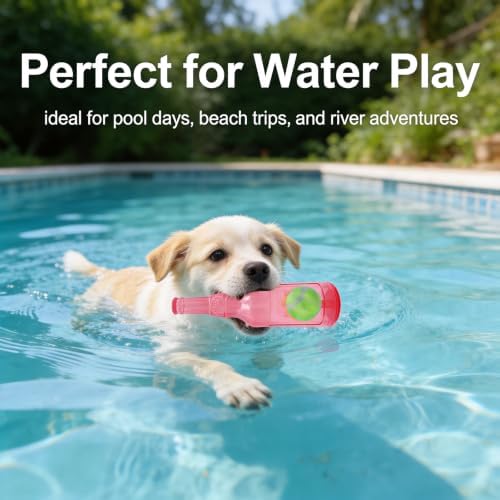QTLJJBY Squeaky Bottle Dog Toy with Tennis Ball Inside (Pink, Small)