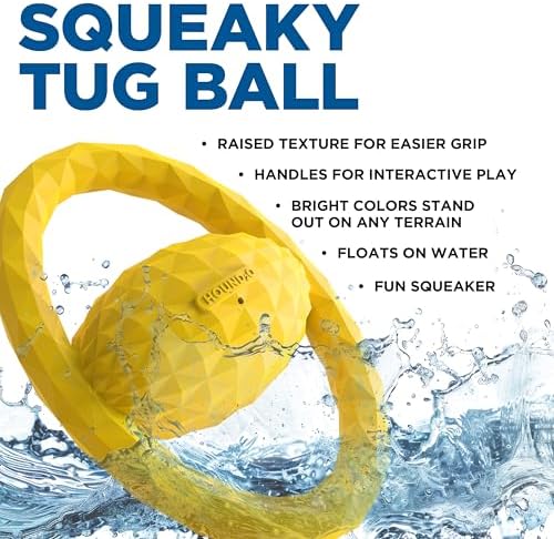 Squeaky Tug Ball - Floating Outdoor Dog Toy - Yellow