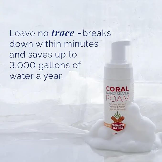 Coral Nano Silver Foaming Toothpaste – Fluoride Free Natural Remineralizing Tooth Foam – Whitening, SLS & Glycerin Free with Xylitol & Coral Calcium – Cinnamon Flavor (4oz, 3-Month Supply)