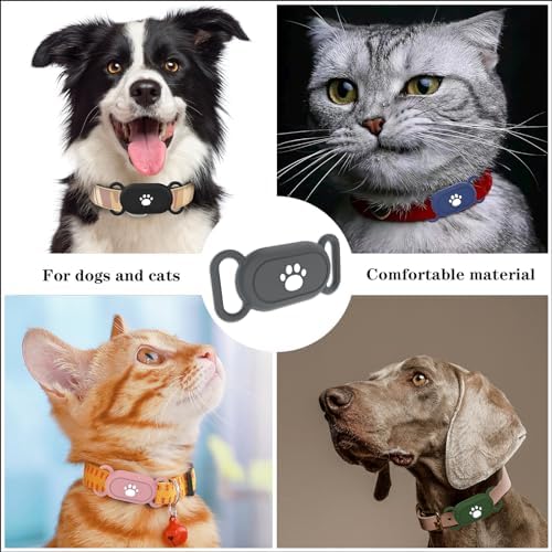 Waterproof Dog Collar Compatible with Samsung Galaxy SmartTag2 | Silicone GPS Tracker Hidden Loop Holder for Smart Tag2, Anti-Lost Collar Tag2 Paw Case (Grey)