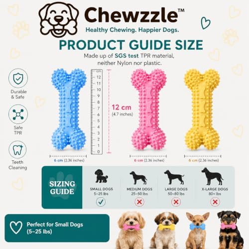 Chewzzle™ Durable TPR Dog Chew Toys | Safe Non-Toxic Toys for Small Breed Dogs (5-25 lbs) | Gentle to Light Chewers | SGS Tested