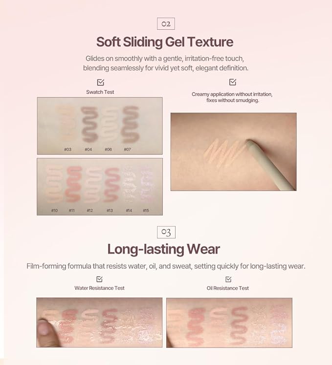 Heart Percent Dote On Mood Gel Eyeliner Pencil – Long-Lasting Waterproof Smudge Proof Smooth Retractable, Aegyo Sal Makeup, Under Eye Highlighter with Built-In Sharpener, #10. Light Salmon