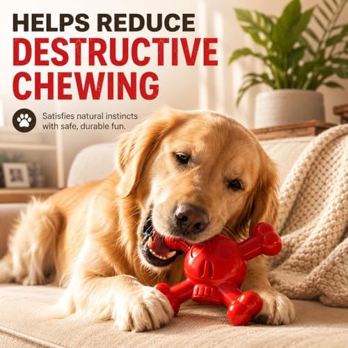 Dog Chew Toys for Aggressive Chewers, Durable Nylon Tough Chew Toy for Small & Medium Dogs, Bacon Flavor Skull Dog Toy to Keep Dogs Busy Indoors, Helps Reduce Boredom