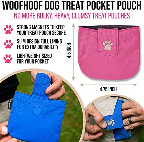 Dog Treat Pouch, Pink Pocket Sized Training Reward Pouch - Lightweight Dog Treat Holder with Magnetic Flap for Stability, Perfect Dog Accessories, Made of Durable Nylon, Machine Washable