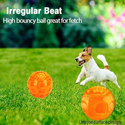 ACEONE Dog Squeaky Ball, Pet Squeak Chew Bouncy Rubber Toy Balls for Small Large Dogs Indestructible Exercise Training Playing