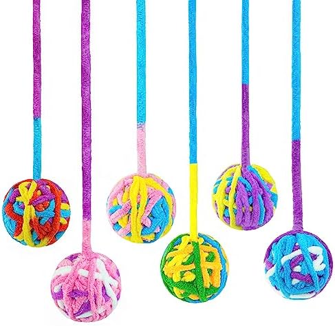 CHIWAVA 6PCS 20" Woolen Yarn Cat Toys Ball with Bell 2" Large Indoor Balls