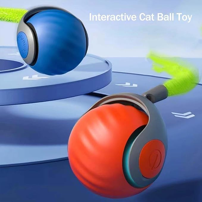 Speedy 2.0 Tail 2 Packs Interactive Cat Toys for Indoor Cats, Automatic Cat Toy with Tail, Electric Rolling Ball on Carpet,Cat Toys for Bored Indoor Adult Cats