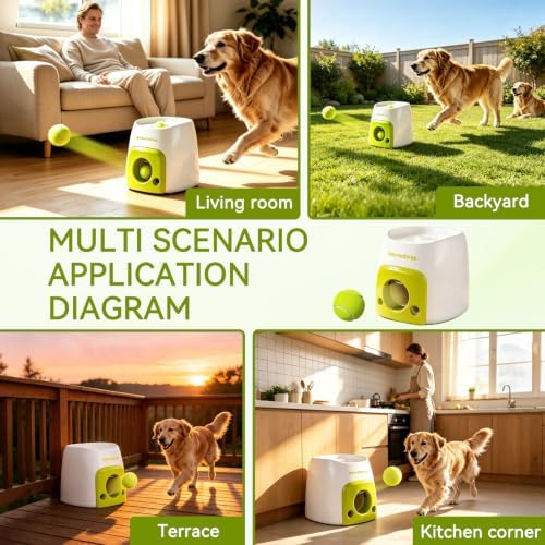 Automatic Dog Ball Launcher, Interactive Dog Toys for Medium to Large Dogs, Pet Ball Thrower Machine for Outdoor Play