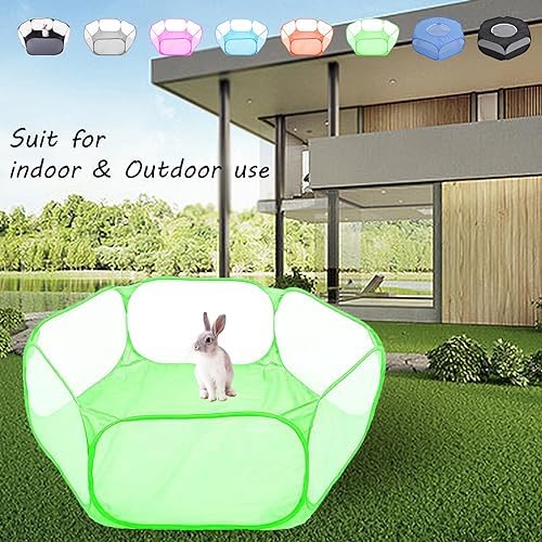 Small Animals Playpen, Portable Pop-up Open Interactive Pet Tent, Indoor Outdoor Fence for Rabbits, Guinea Pig, Hamster, Chinchillas, Kittens, Puppies