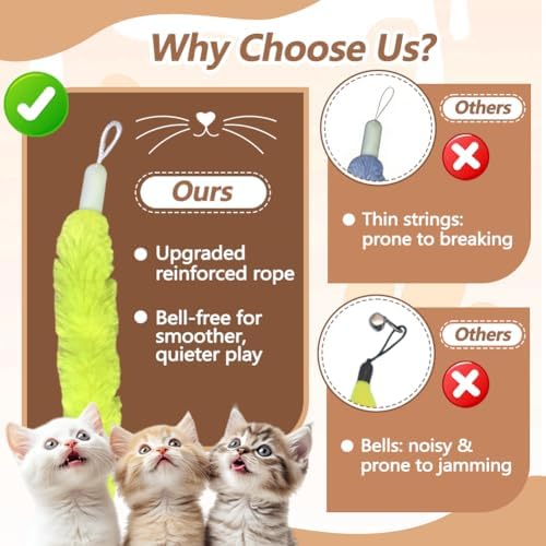 Caterpillar Smart Cats Toys, Interactive Cat Feather Toy with Motion Sensor, Whirlie Cat Toy for Hunting, Reduce Boredom, USB Rechargeable, No Drilling Required, Mount on Window (Refills)