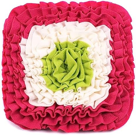 Vedem Small Animal Snuffle Mat Fleece Foraging Mats Interactive Feeding Toy Rabbit Guinea Pig Rat Hamster Anti Slip Treat Dispenser (Red)