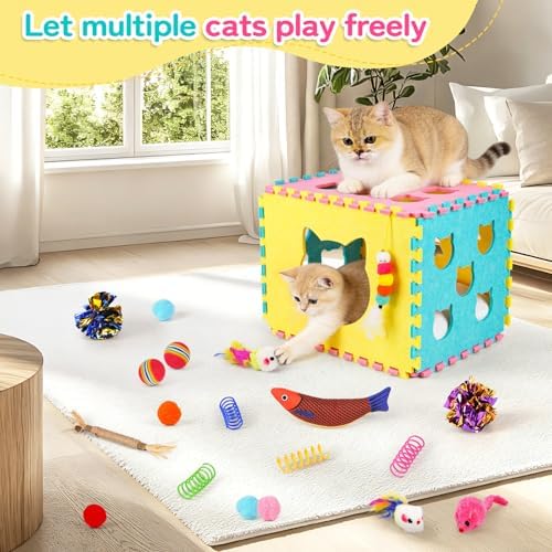 49pcs Cat Toys for Indoor Cats, Interactive Cat Toy for Exercise & Sleeping