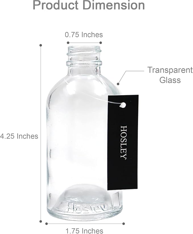 Hosley Boston Round Style,85ml Capacity Premium Aromatherapy Vessels for DIY Essential Oil Blends and Home Fragrance (Bottles Only) Set of 48