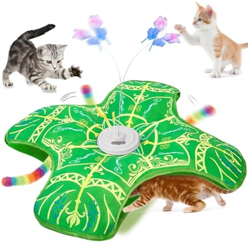 Interactive Cat Toys for Indoor Cats,Automatic Kitten Tunnel Toys | Rechargeable Touch Activated, Hide and Seek Design, Colorful Fluffy Tail & Butterfly, Cat Enrichment Toy for Bored Cats