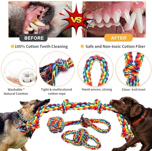 13PCS Large Dog Toys for Aggressive Chewers, Teeth Cleaning Chew Rope Toys