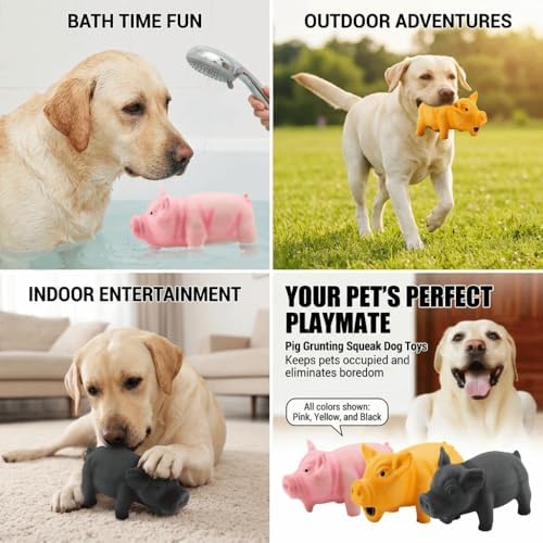 Dog Chew Toy Cute Pig Grunting Squeak Latex Pet Interactive Sound Dog Toy for Puppies for Playtime(Pink)