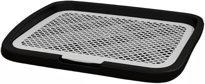 Splashproof Mesh Dog Toilet Training Pad Holder - Easy to Clean Indoor Potty Tray for Puppies Dogs & Cats(Black)