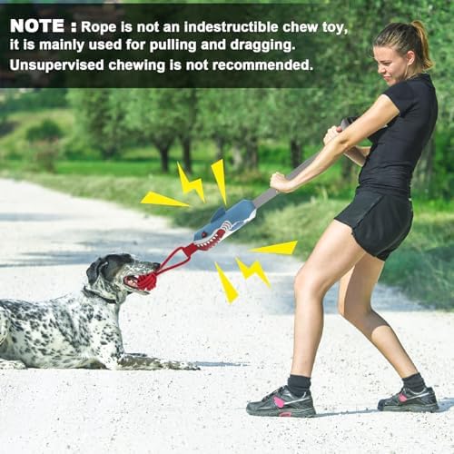 ETIAL Interactive Dog Tug Toy,Indestructible Dog Toys for Aggressive Chewers,Tough Squeaky Dog Rope Toys for Training,Tug of War Dog Toy Balls for Medium & Large Dogs (Shark)