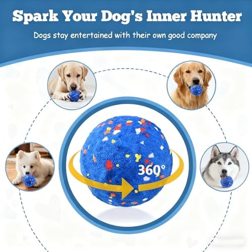 Smart Interactive Dog Toy, Automatic Moving Bouncing and Stimulation Interactive Dog Ball, Pet-Safe E-TPU Material, IP54 Waterproof Rating, Anti Boredom Dog Toys to Keep Them Busy,White