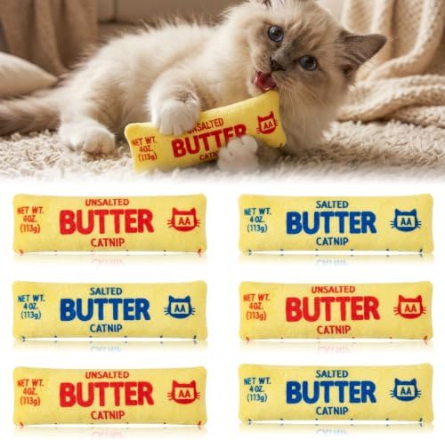 6Pcs Butter Catnip Crinkle Paper Sound Toys for Cat, Catmint Cat Toy Gift