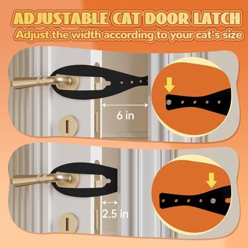 TGIOW Cat Door Latch, Cat Door Stopper Keep Open 2.5-6", 1 Pcs, Black | Keep Dogs Out of Litter Box and Food, Door Prop for Cats with 5 Adjustable Sizes, Door Plate Included, Pet Gate Alternative