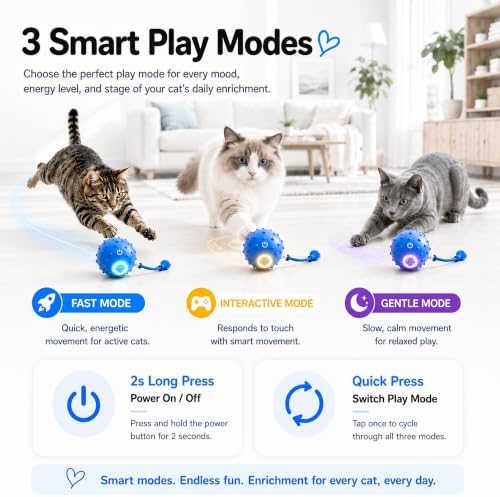 AWISH Cat Enrichment Toy, Interactive Rolling Ball for Indoor Cats