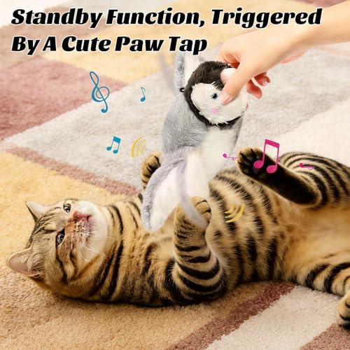 Interactive Flying Bird Cat Toy with Flapping Wings & Chirping Sounds - Rechargeable Cat Toys Interactive for Bored Indoor Adult Cats, Electric Simulation Pet Toy for Cats & Dogs (Blue)
