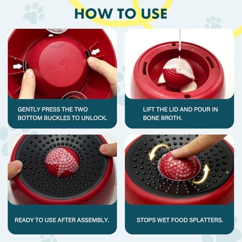 Rolling Slow Feeder Dog Bowls with Interactive Lick Ball