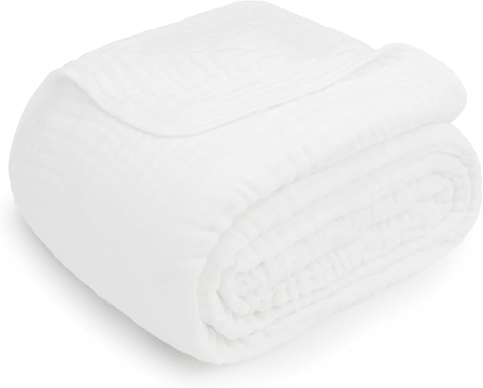 Comfy Cubs Adult Muslin Blanket 90x66” Twin Swaddle Blankets, White | 6 Layer Soft, Breathable & Lightweight Muslin Adult Blanket - Machine Washable & Designed in the US Bedding for All Seasons