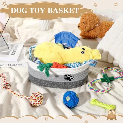 Zopeal Dog Toy Gift Basket Set for Puppy Birthday, Gray