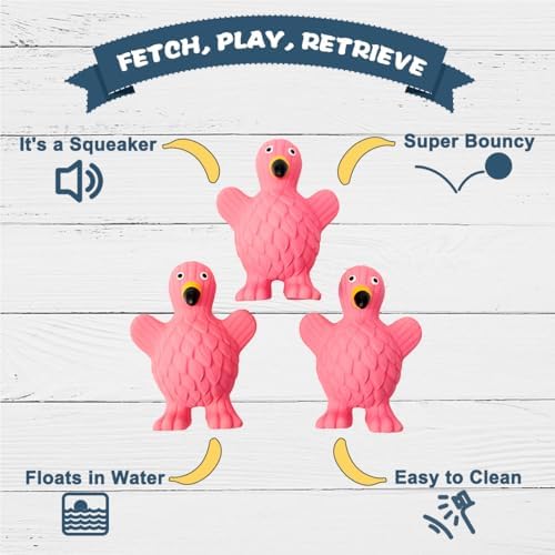 Squeaky Dog Toys for Medium Dogs, Soft Latex Squeaky Dog Ball, Cute Funny Squeak Flamingo Pet Toys