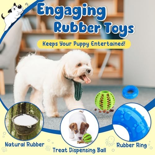 KIPRITII 9 Pack Puppy Toys Set for Small Dogs, Teething & Interactive Play | No-Stuffing Octopus-Shaped Toy, Squeaky & Crinkle Sounds, Interactive Tugging, Keep Dogs Busy, Indoor & Outdoor Play