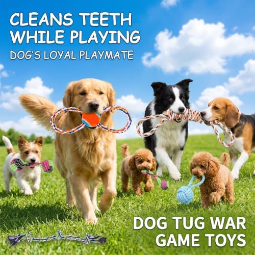 Fumusae 15PCS Dog Rope Toys for Dogs, Interactive Tough Chew Toys for Medium and Small, Heavy Duty Tug of War, Cotton Rope Knot Puppy Dental Toy