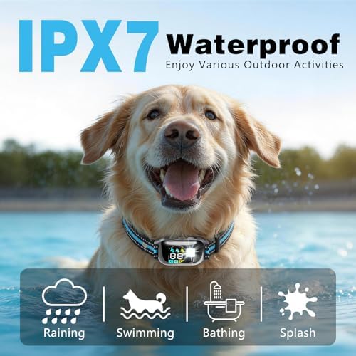 2 in 1 Shock Collar for Dogs 7-120lbs, Automatic Bark Collar with Remote Control, 3300ft IPX7 Waterproof E Collar for Large Medium Small Dogs with Beep (1-9), Vibration(1-16), Safe Shock(1-99)