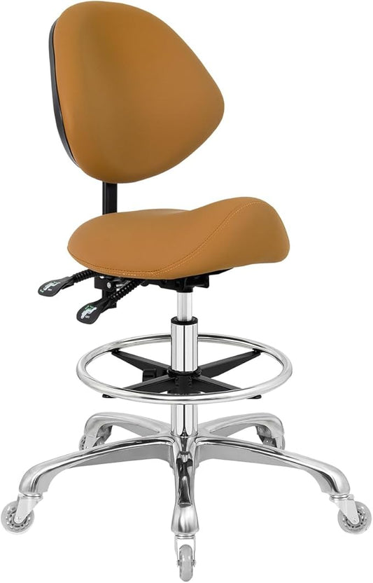 Saddle Stool Chair with Wheels,Ergonomic Swivel Rolling Height Adjustable for Salon Beauty Clinic Dentist Tattoo Home Office