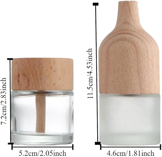 Wood Cap Diffuser Bottles 30ml/50ml - Handcrafted Glass Diffuser with Natural Wood Lid, Refillable Aromatherapy Bottles for Essential Oils(50ml)