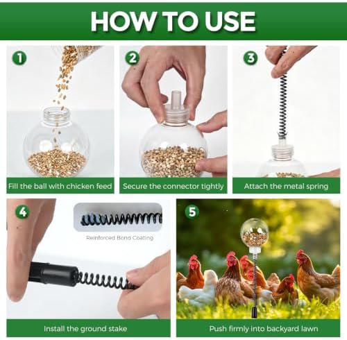 Chicken Peck Toy 2 Pack, Treat Dispensing Slow Feeder Ball for Hens