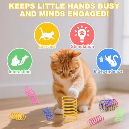 2-Pack Interactive Cat Toys Ball for Indoor Cats＆Dogs,Automatic Cat Toy 360° Auto-Rotation Smart Obstacle Avoidance,Includes 4 Cat Spiral Spring,Cat Enrichment Toys for Indoor Cats (RedBlue)
